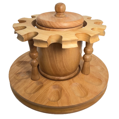12-Pipe Wooden Round Rack with Jar