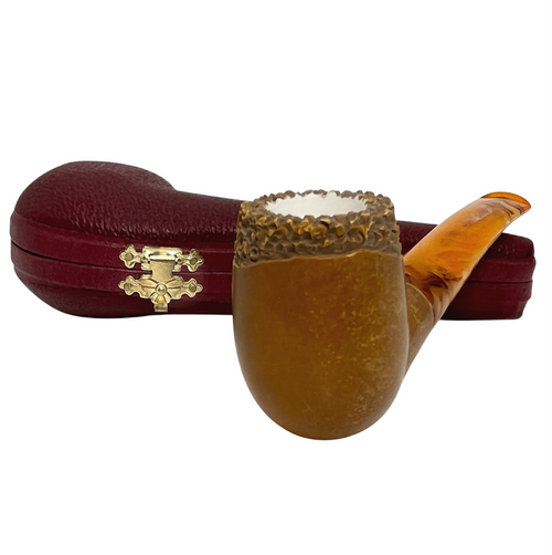 Deluxe 9mm Rusticated Rim Billiard Meerschaum Pipe