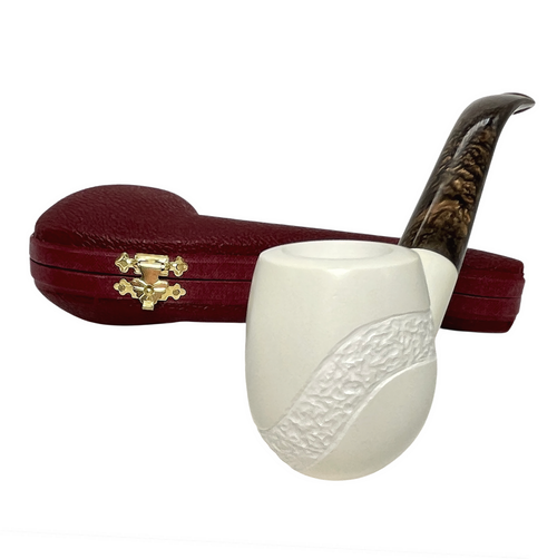 Deluxe 9mm Rusticated Band Meerschaum Pipe