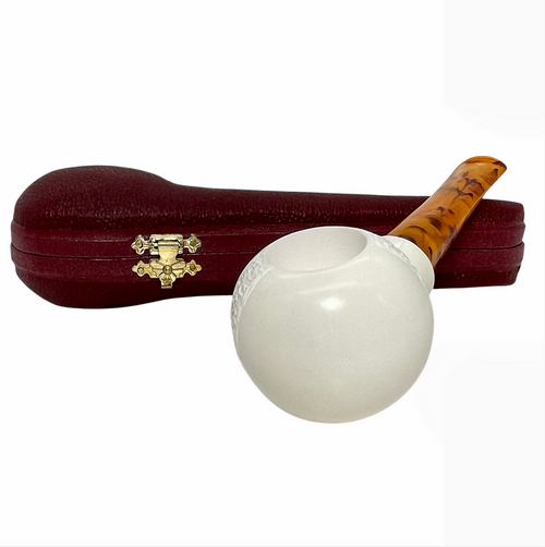 Deluxe 9mm Rusticated Band Tomato Meerschaum Pipe