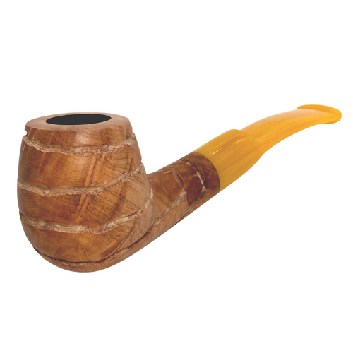 Spiral Carved Bent German Briar Pipe