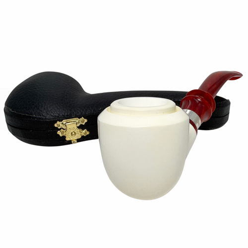 Special Smooth Dublin Meerschaum Pipe with Sterling Silver Band