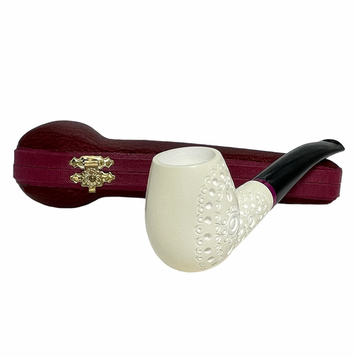 Designer Lattice Meerschaum Pipe with Purple Band