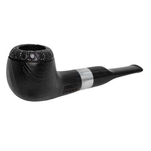 Small Dark Pipsan Silver Band Briar Pipe