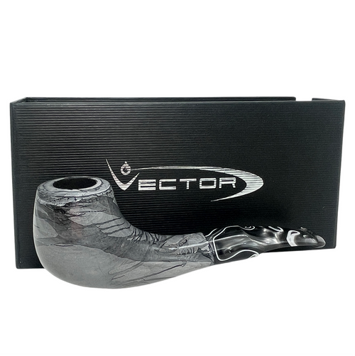 Vector KGM Gray Marble Bent Briar Pipe with Oval Shank
