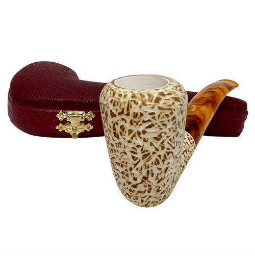 Deluxe 9mm Rusticated Chimney Meerschaum Pipe