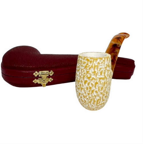 Deluxe 9mm Tall Rusticated Billiard Meerschaum Pipe