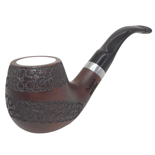 9mm Double Band Rusticated Pear Wood Meerschaum Lined Pipe