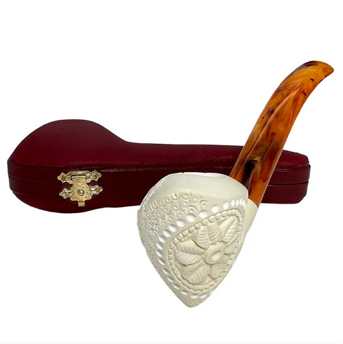 Hand-Carved Floral Freehand Meerschaum Pipe