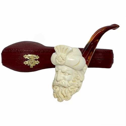 Bearded Sultan Portrait Meerschaum Pipe