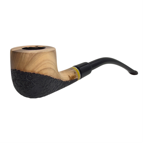 Smooth & Rusticated 9mm Olive Wood Churchwarden Pipe