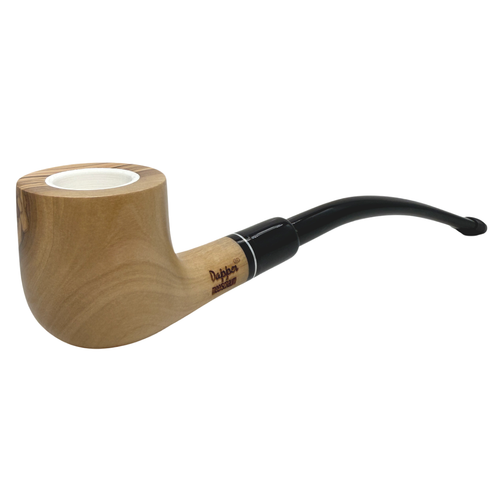 Meerschaum Lined Horizontal Grain Olive Wood Churchwarden Pipe
