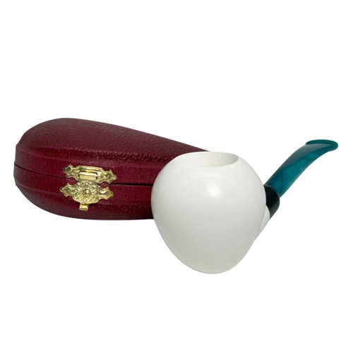 Army Mount Style Smooth Egg Green Stem Meerschaum Pipe