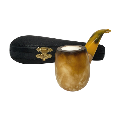 Calcined Smooth Rustic Spot Meerschaum Pipe & Tamper Set