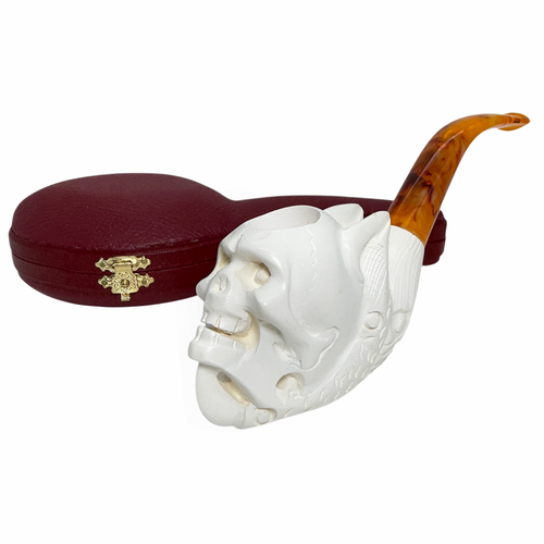Smooth Skull in Backward Claw Meerschaum Pipe