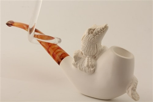 tobacco crocodile Deluxe Hand Carved Crocodile Meerschaum Pipe