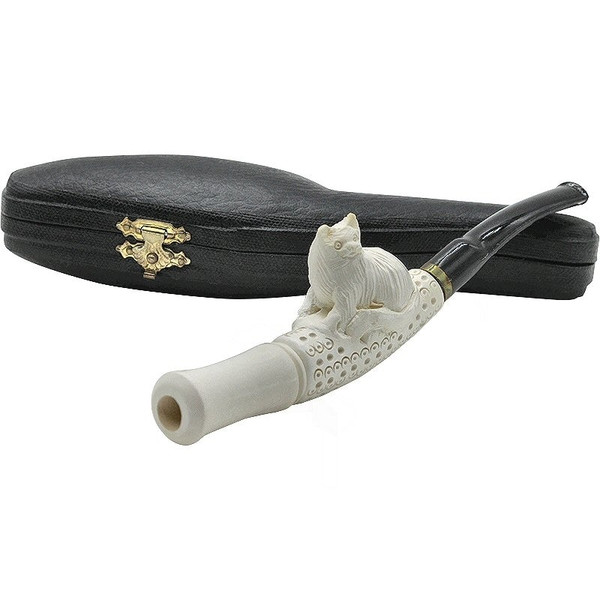 cigarette keeper Block Meerschaum Cat Cigarette Holder