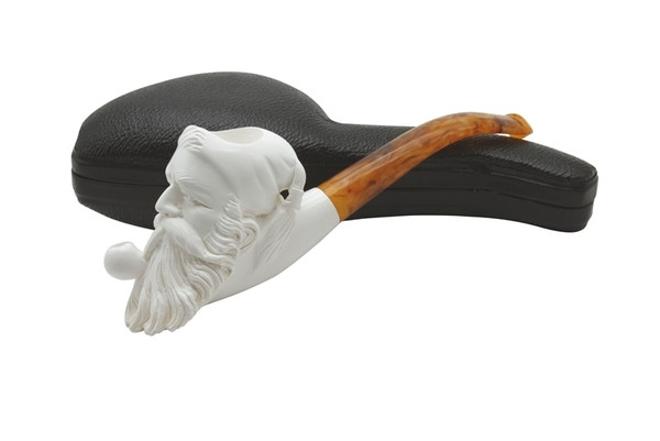 Deluxe Hand Carved Santa Claus 100% Solid Block Meerschaum Pipe