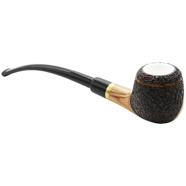 9mm Meerschaum Lined Rustic Olive Wood Churchwarden Pipe | Briar