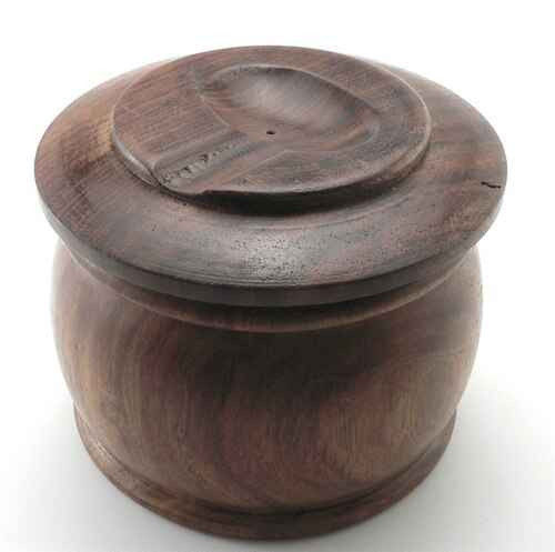Wood Tobacco Jar with Pipe Rest