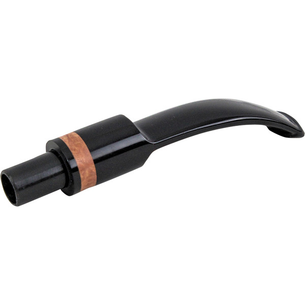 Black Bold Wood Band Briar Bent Pipe Stem - 10mm