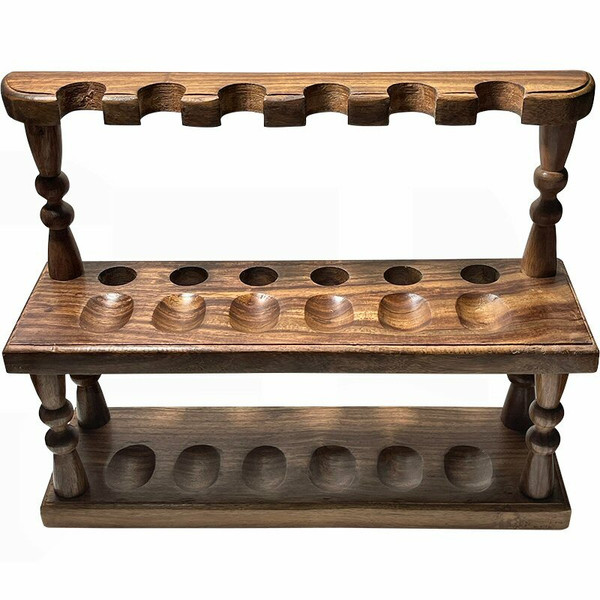 12 Pipe Double Wood Pipe Rack | Royal Meerschaum Pipes