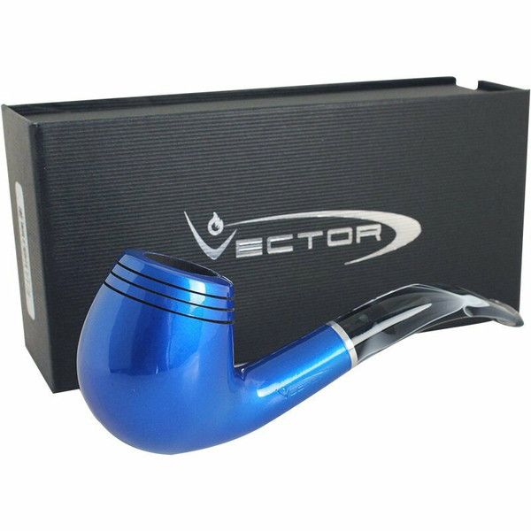 Blue Lacquer Vector-KGM Briar Pipe - Full Bent | Royal Meerschaum