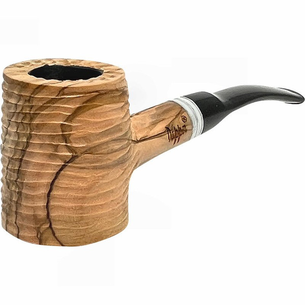 Dapper Poker Rustic White Band Olive Wood Pipe