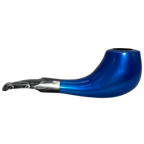 Blue Lacquer Oval Shank Vector Briar Pipe - Bent