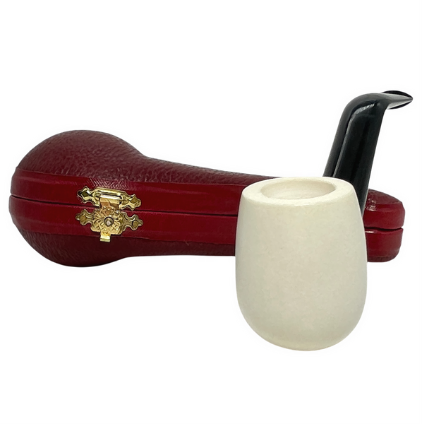 small tobacco pipes for sale Small Smooth Full Bent Black Stem Meerschaum Pipe