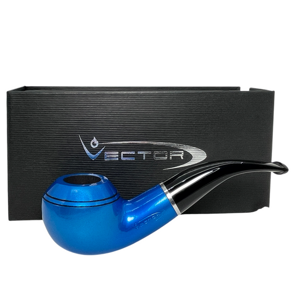Vector KGM Blue Lacquer Bent Rhodesian Briar Pipe | Royal