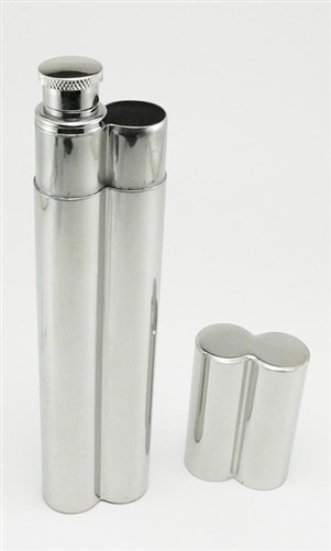 flask with cigarette holder Visol Edian Stainless Steel Liquor Built-in Cigar - 4 ounces - VF2041 weekends away or backyard get Engravable Gold Plated Stainless Steel