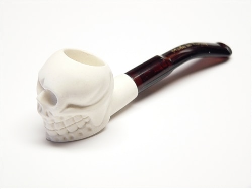 Mini Hand Carved Skull Meerschaum Pipes