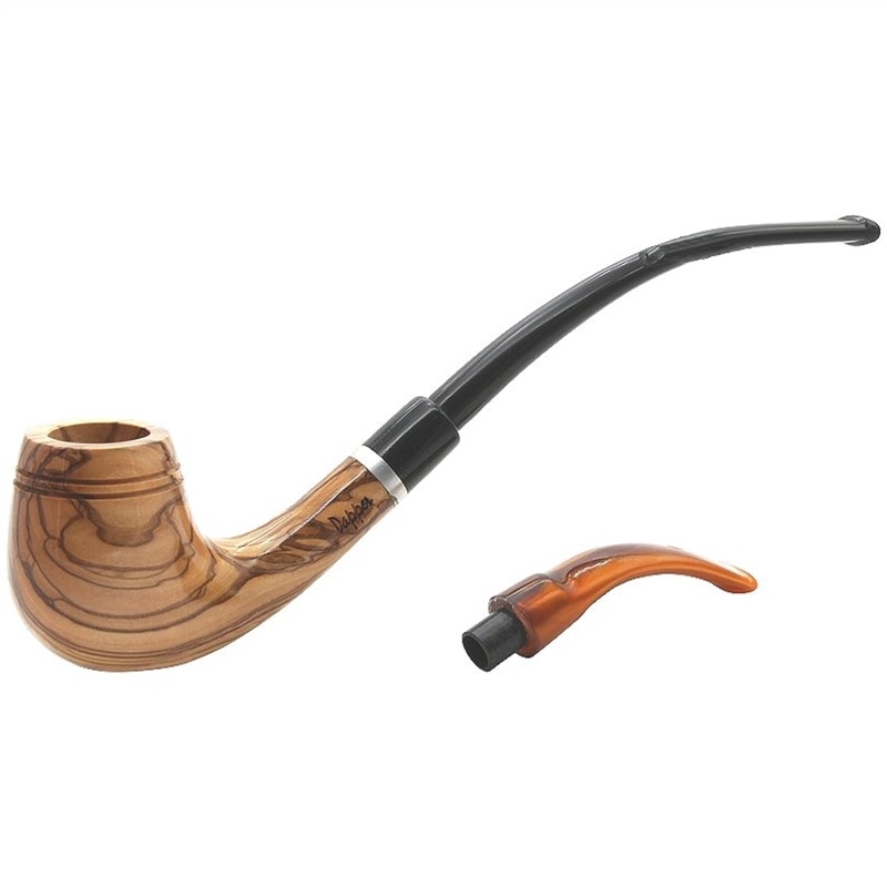 9mm Dual Stem Olive Wood Churchwarden Pipe | Briar Pipes | Royal