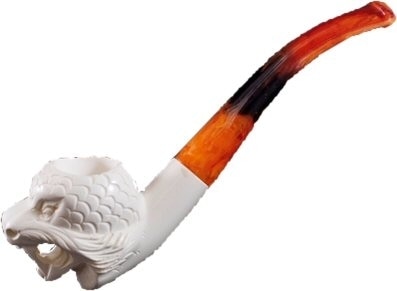 Medium Hand Carved Small Dragon Head Meerschaum Pipe