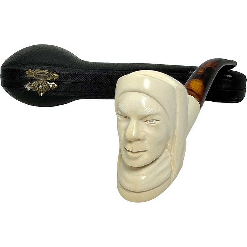 Hand Carved Our Lady of The Church 100% Solid Block Meerschaum