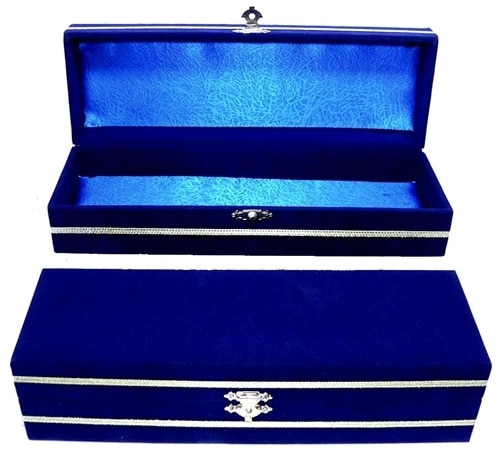 Blue Velvet Box - Fully Lined - With Solid Brass Fitting