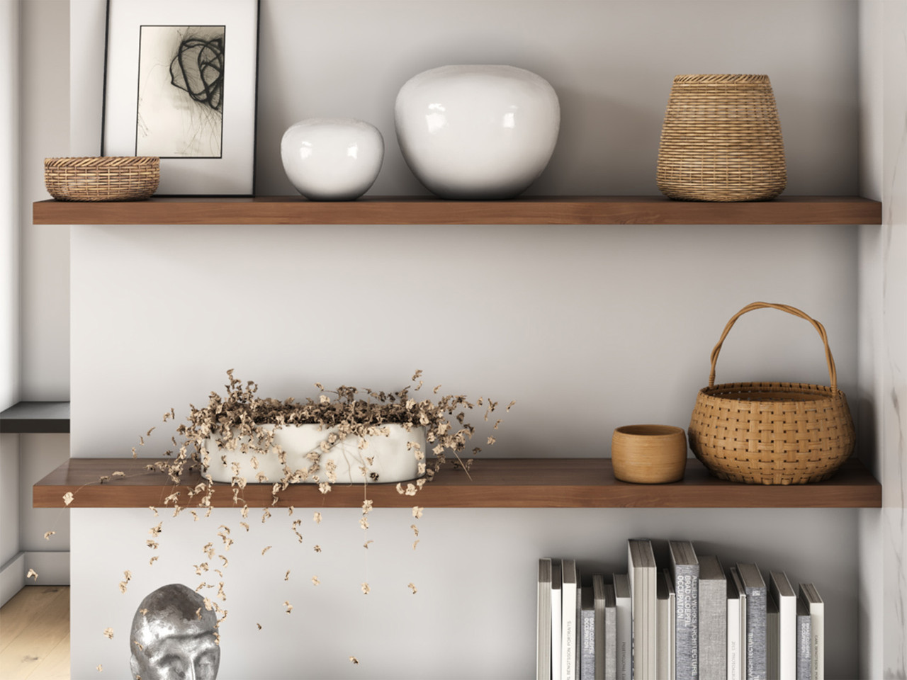 Walnut Hidden Bracket Floating Shelf | J Thomas Home