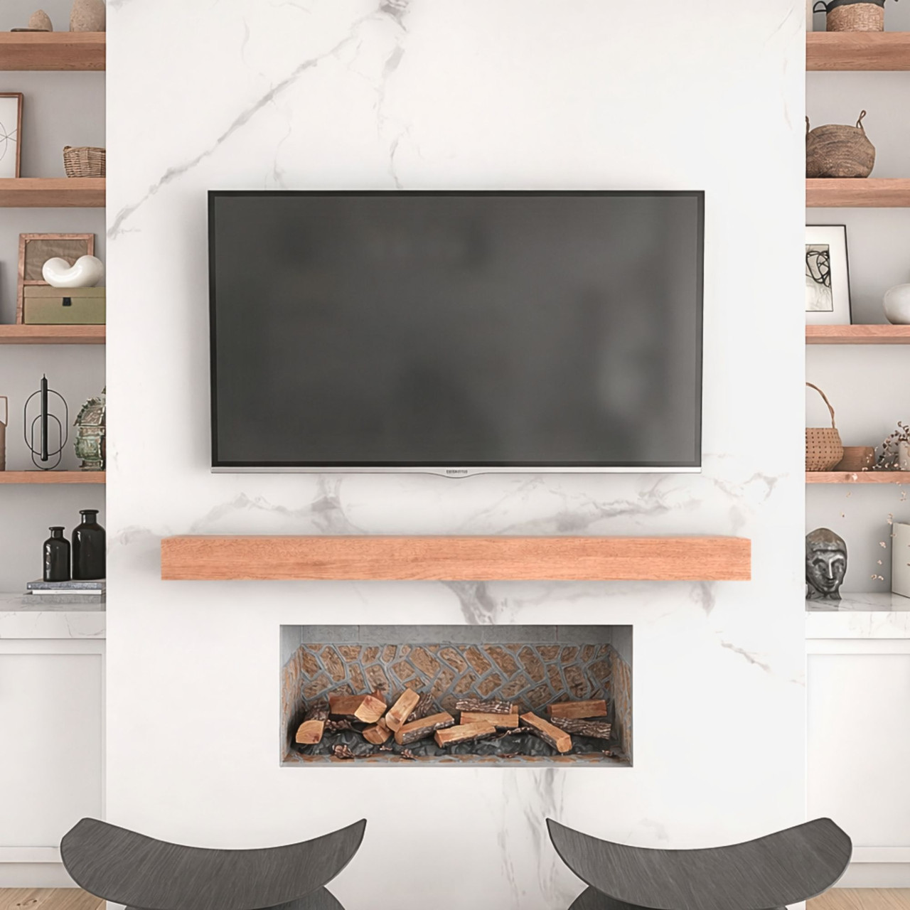 Red Oak Floating Wall Mantel | J Thomas Home Red Oak Floating Wall Mantel | J Thomas Home
