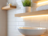 Spa-Like Serenity: How to Use Lit Floating Shelves in Bathrooms