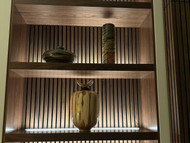 Installing Floating Shelves Over Acoustic Slat Wall Panels