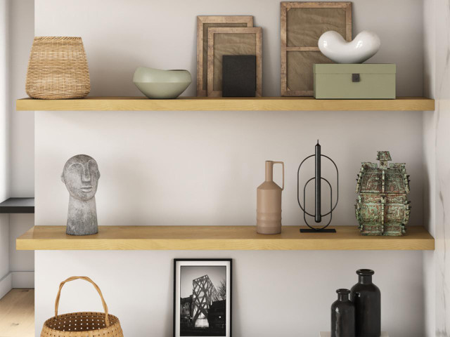 J Thomas Home White Oak Floating Shelves 
