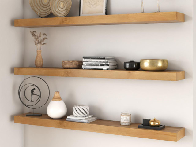 J Thomas Home Rustic Alder 3" Thick Floating Shelves 