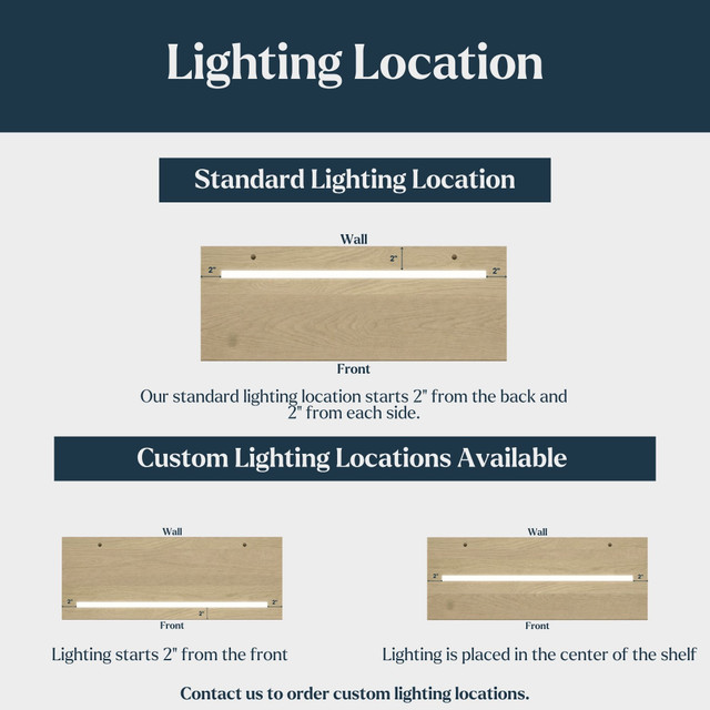 Poplar Lighted Floating Shelves