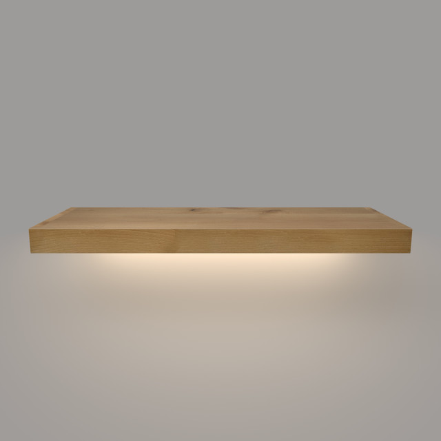 Rustic Alder 2" Thick Lighted Floating Shelves