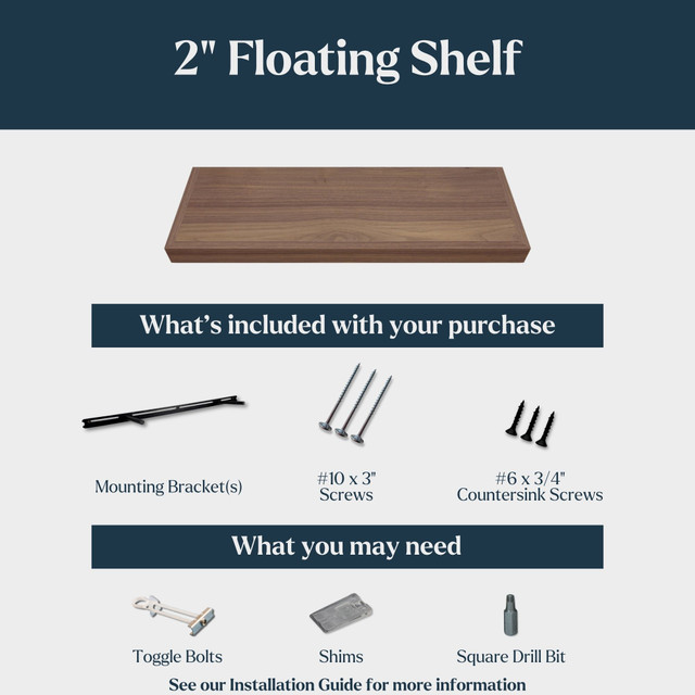 Poplar 2" Thick Floating Shelves