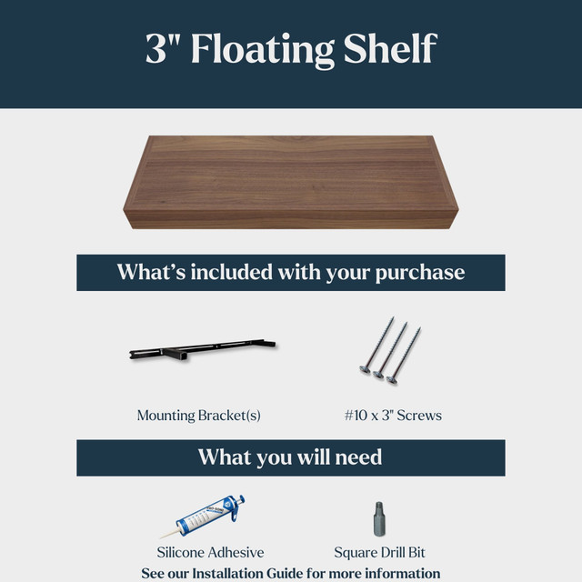 Poplar 3" Thick Floating Shelves