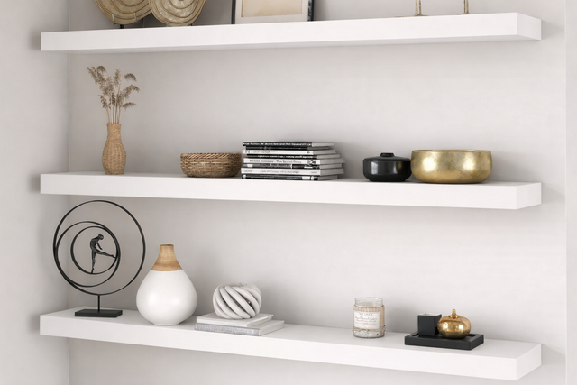 White Painted 3" Thick Floating Shelf