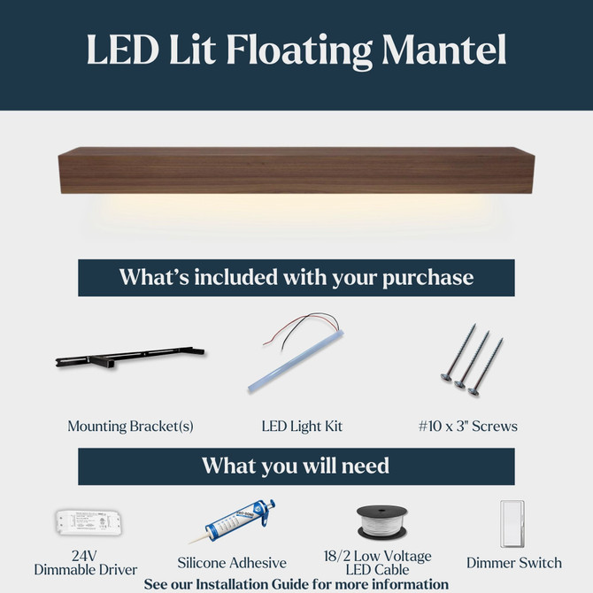 Walnut Lighted Mantel