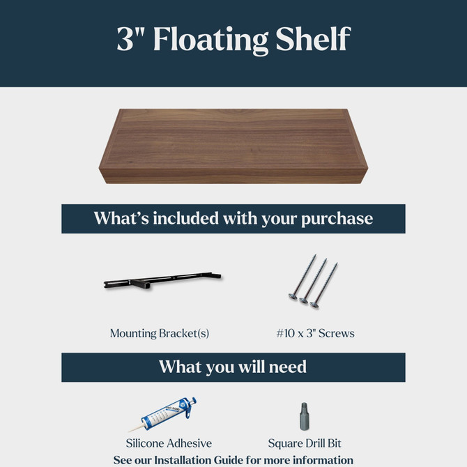 Superior Alder 3" Thick Floating Shelves